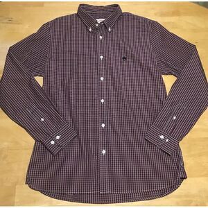 Brooks Brothers Red Fleece Button Up Shirt Mens Large Red White LS‎ Check Logo